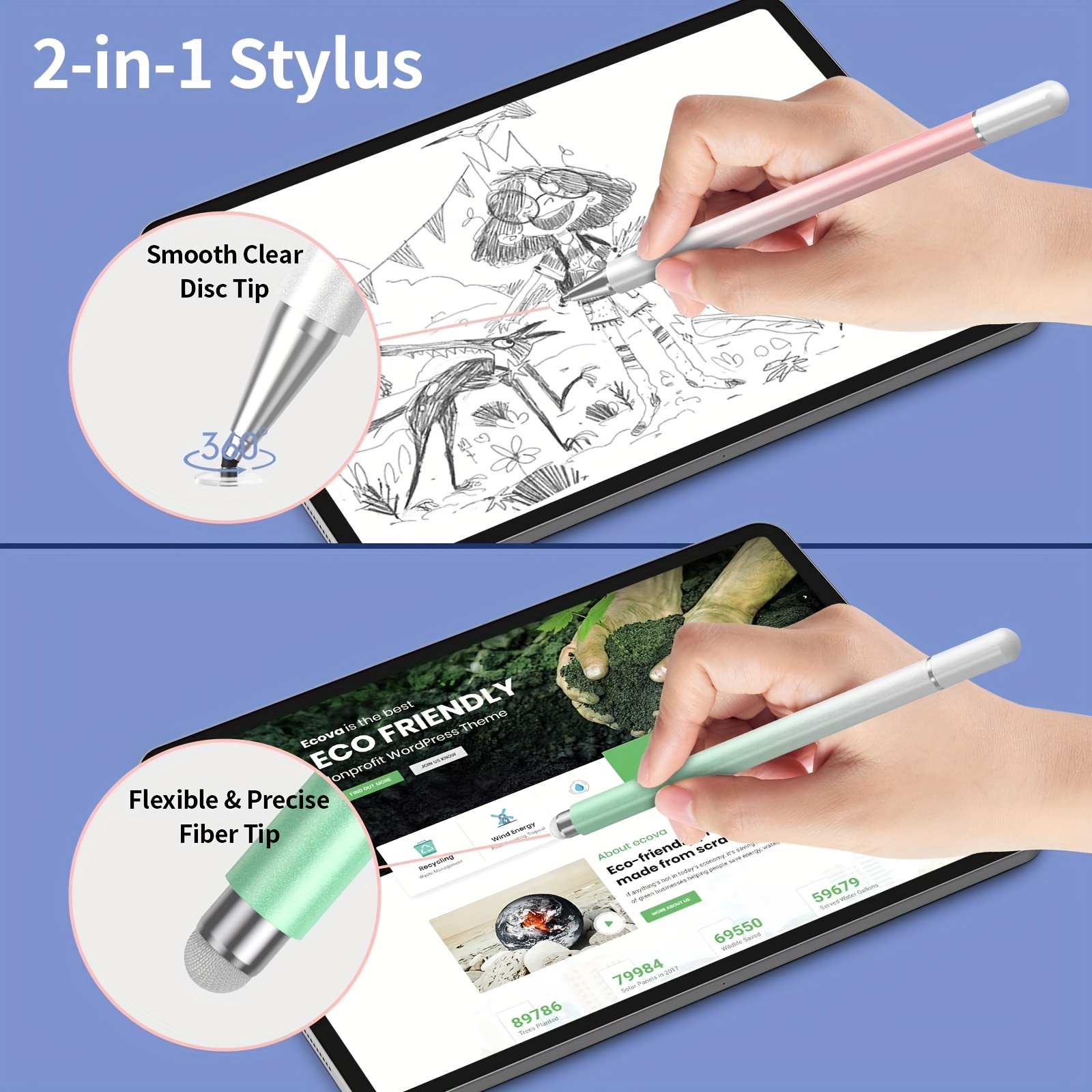 2 in 1 Universal Stylus Pen fo - Tablet Drawing Accessories 评论和价格